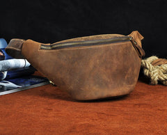 Vintage Leather Fanny Pack Mens Waist Bag Hip Pack Belt Bag for Men