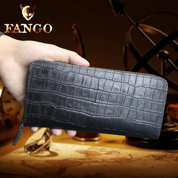 Handmade Leather Floral Mens Cool Zipper Phone Travel Long Wallet Card Holder Card Slim Clutch Wallets for Men - imessengerbags