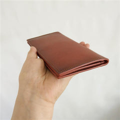 [On Sale] Handmade Vintage Mens Leather Long Wallets Bifold Long Wallet for Men