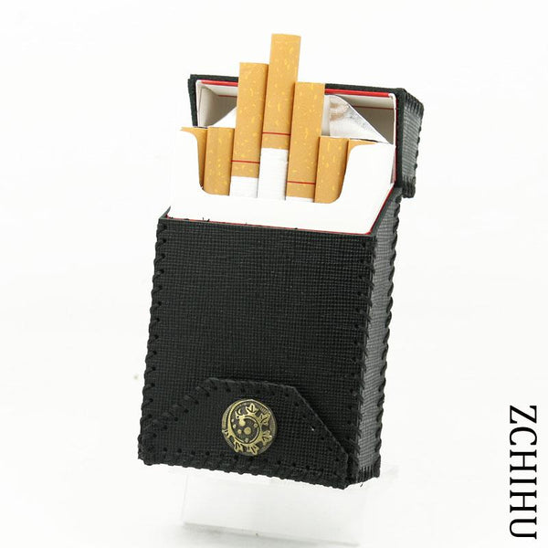 Handmade Cool Leather Mens Black Cigarette Holder Case Cigarette Holder for Men