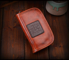 Genuine Leather Mens Cool Key Wallet Car Key Holder Car Key Case for Camel Men - imessengerbags