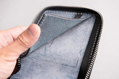 Handmade Leather Mens Cool Slim Leather Zipper Wallet Men Small Wallets Bifold for Men - imessengerbags