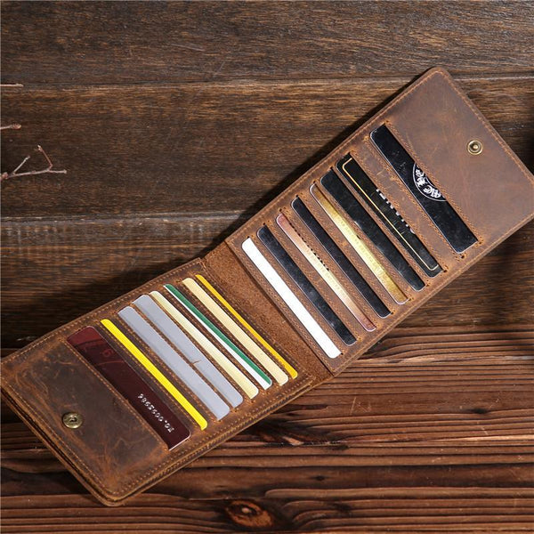 Cool Mens Leather Long Wallet Card Wallet Cool Long Multi Card Wallet for Men - imessengerbags
