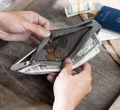 Handmade Leather Mens Cool Slim Leather Wallet Men Small Wallets Bifold for Men - imessengerbags
