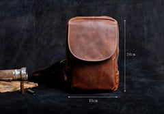 Genuine Leather Mens Cool Chest Bag Sling Bag Crossbody Bag Travel Bag Hiking Bag for men - imessengerbags