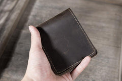 Handmade Leather Mens Cool Slim Leather Wallet Men Small Wallets Bifold for Men - imessengerbags