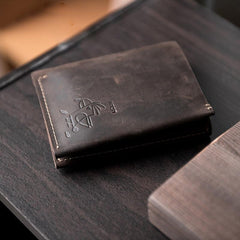 Handmade Leather Mens Cool Slim Leather Wallet Men Small Wallets Bifold for Men - imessengerbags