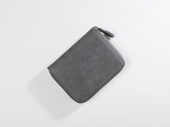 Handmade Leather Mens Cool Slim Leather Zipper Wallet Men Small Wallets Bifold for Men - imessengerbags