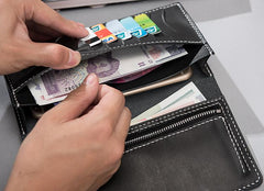 Handmade Leather Mens Clutch Wallet Cool Leather Wallet Long Phone Wallets for Men - imessengerbags