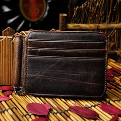 Genuine Leather Mens Cool Slim Leather Wallet Card Wallet Holders Men Front Pocket Wallet for Men - imessengerbags