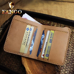 Handmade Leather Floral Mens Cool Slim Leather Wallet Men billfold Wallets Bifold for Men - imessengerbags