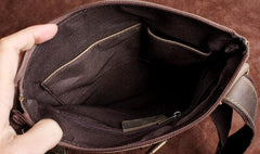 Handmade Leather Mens Cool Messenger Bag Square Bag Chest Bag Bike Bag Cycling Bag for men