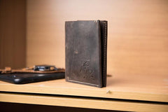 Handmade Leather Mens Cool Slim Leather Wallet Men Small Wallets Bifold for Men - imessengerbags