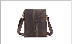 Handmade Leather Mens Cool Small Messenger Bag iPad Bag Chest Bag Bike Bag Cycling Bag for men - imessengerbags