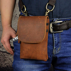 Leather Belt Pouch Mens Cases Waist Bag Hip Pack Belt Bag Fanny Pack Bumbag for Men