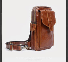 Genuine Leather Mens Cool Chest Bag Sling Bag Crossbody Bag Travel Bag Hiking Bag for men - imessengerbags