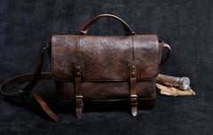 Genuine Leather Mens Cool Messenger Bag Briefcase Chest Bag Bike Bag Cycling Bag for men