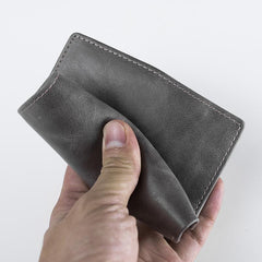 Handmade Leather Mens Cool Slim Leather Wallet Men Small Wallets Bifold for Men - imessengerbags