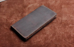 Handmade Leather Mens Wallet Cool Long Leather Wallet Clutch Wristlet Wallet for Men - imessengerbags