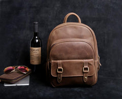Genuine Leather Mens Cool Backpack Sling Bag Large Black Travel Bag Hiking Bag for men