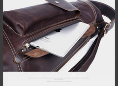 Genuine Leather Mens Cool Chest Bag Sling Bag Crossbody Bag Travel Bag Hiking Bag for men
