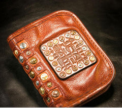 Handmade Leather Mens Chain Biker Wallet Cool Leather Wallet Long Phone Wallets for Men