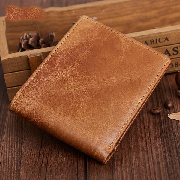 Genuine Leather Mens Wallet Cool billfold Slim Bifold Wallet Card Coin Holder Wallet Purse for Mens - imessengerbags