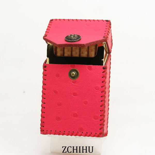 Cool Handmade Leather Womens Pink Cigarette Holder Case for Women