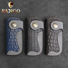 Handmade Leather Biker Wallet Mens Cool Chain Wallet Long Wallet Trucker Wallet with Chain