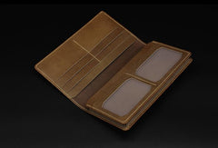 Handmade Leather Tooled Xiuhpohualli Calendar Mens Long Wallet Cool Leather Wallet Clutch Wallet for Men - imessengerbags