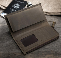 Handmade Leather Mens Clutch Wallet Cool Leather Wallet Long Phone Wallets for Men - imessengerbags