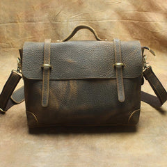 Vintage Mens Leather Briefcase Business Briefcase Work Bag Shoulder Bag For Men - imessengerbags