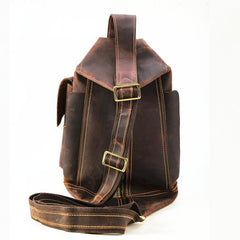 Genuine Leather Mens Cool Chest Bag Sling Bag Crossbody Bag Travel Bag Hiking Bag for men - imessengerbags