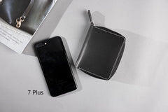 Handmade Leather Mens Cool Slim Leather Zipper Wallet Men Small Wallets Bifold for Men - imessengerbags