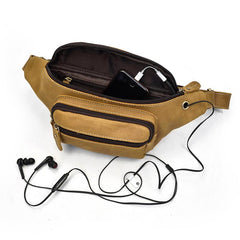 Vintage Leather Fanny Pack Mens Waist Bag Hip Pack Belt Bag for Men