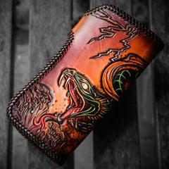 Handmade Leather Prajna Ghost Mens Chain Biker Wallet Cool Leather Wallet With Chain Wallets for Men - imessengerbags