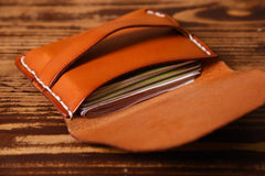 Handmade Mens Cool billfold Leather Wallet Men Small Card Slim Wallets Bifold for Men - imessengerbags