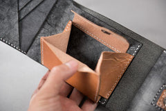 Handmade Leather Mens Cool Slim Leather Wallet Men Small Wallets Trifold for Men - imessengerbags