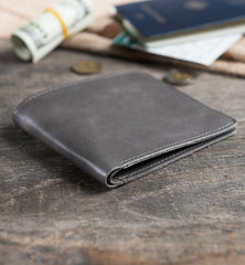 Handmade Leather Mens Cool Slim Leather Wallet Men Small Wallets Bifold for Men - imessengerbags