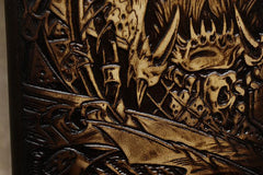 Handmade Leather Tooled Alien-Predator Mens Long Wallet Cool Leather Wallet Clutch Wallet for Men - imessengerbags