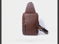 Genuine Leather Mens Cool Chest Bag Sling Bag Crossbody Bag Travel Bag Hiking Bag for men - imessengerbags