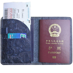 Handmade Leather Floral Mens Cool Travel Short Wallet Passport Card Holder Small Card Slim Wallets for Men - imessengerbags