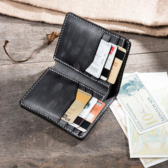 Handmade Leather Mens Cool Slim Leather Wallet Men Small Wallets Bifold for Men - imessengerbags