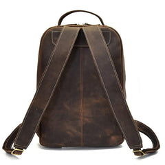 Genuine Leather Mens Cool Backpack Sling Bag Large Black Travel Bag Hiking Bag for men - imessengerbags