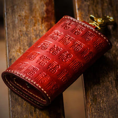 Handmade Leather Tooled Mens Cool Car Key Wallet Car Key Holder Car KeyChain for Men - imessengerbags
