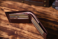 Genuine Leather Mens Cool billfold Leather Wallet Men Small Wallets Bifold for Men - imessengerbags