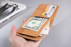 Handmade Leather Mens Cool Slim Leather Wallet Men Small Wallets Bifold for Men - imessengerbags