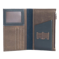 Handmade Leather Mens Travel Wallet Passport Leather Wallet Short Long Wallets for Men