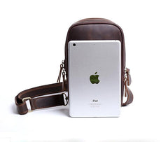 Handmade Leather Mens Cool Chest Bag Sling Bag Crossbody Bag Travel Bag Hiking Bag for men - imessengerbags