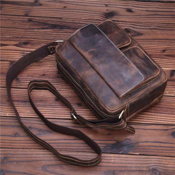 Genuine Leather Mens Cool Messenger Bag SHOULDER BAG CHEST BAG BIKE BAG CYCLING BAG - imessengerbags